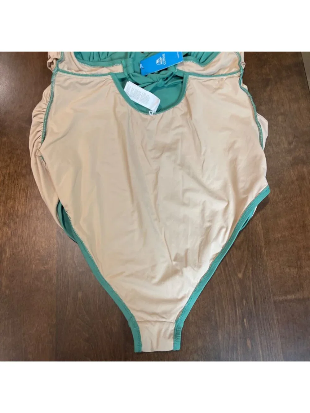 Cupshe Ruched Side Maternity One Piece Swimsuit Women's Size XL Green Cross Back